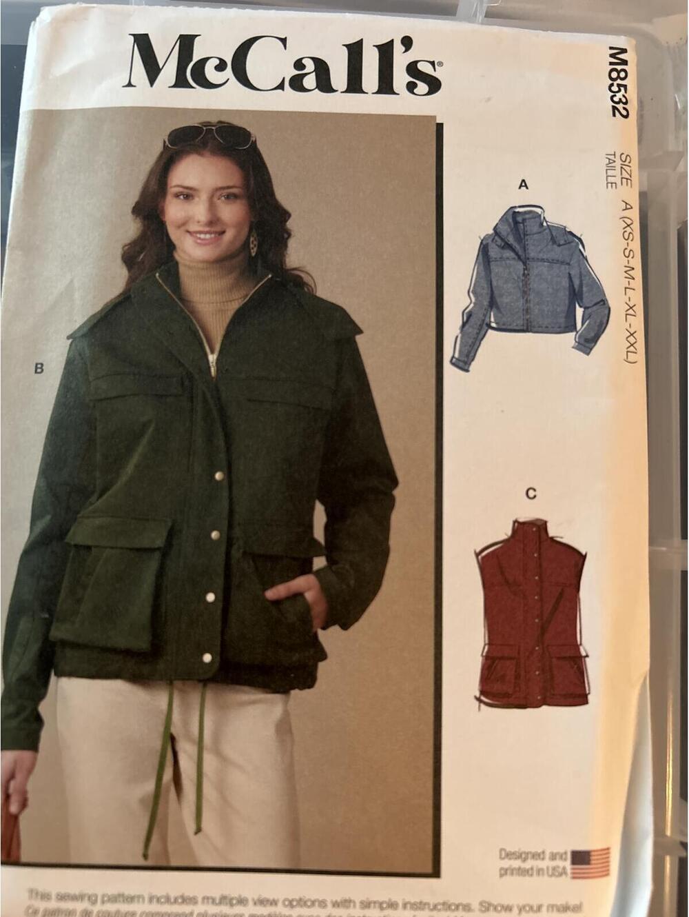 McCall's M8532 Misses' Jacket and Vest Sewing Pattern -pb2